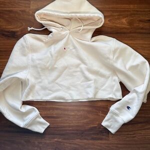 White Cream Champion cropped hoodie